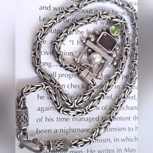 925 sterling silver Byzantine neckalce with pendant